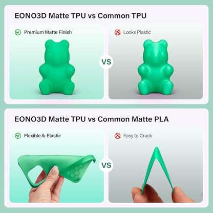 Matte TPU Filament 1.75mm, 1kg - Shore 95A Flexible & Durable TPU, Matte Green, Low-Gloss Matte Finish, Minimal Layer Lines, for Phone Cases, Wearables & Functional Parts - color: Matte Green Tpu