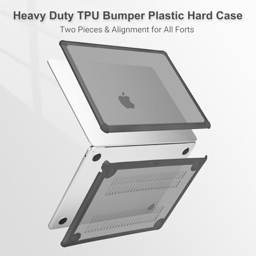 MOSISO Compatible with MacBook Air 15 inch Case M5 2026 M4 M3 M2 2025-2023 | A3448 A3241 A3114 A2941,Anti-Cracking,Heavy Duty Shock-Absorbing Hard Shell Case with TPU Bumper&Keyboard Cover, Smoke Gray - color: Smoke Gray