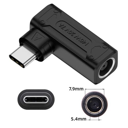 140W 100W DC Jack 7.9x5.4mm Input to USB-C Type-C Angled 90 Degree Power Plug Charge Adapter for Laptop Phone - style: 7.9x5.4mm 140W