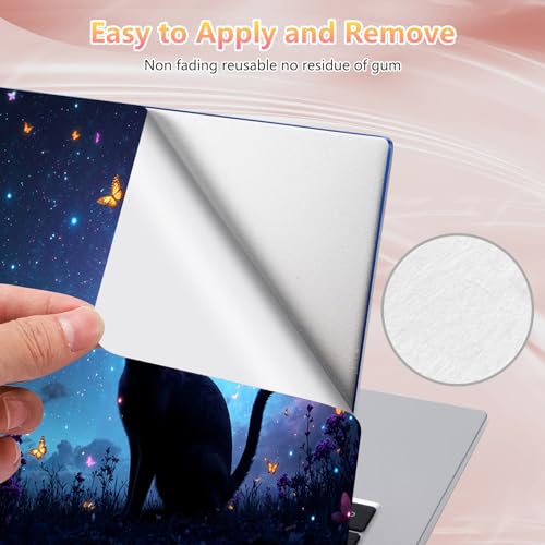 Laptop Skin Sticker Decal 12" 13" 13.3" 14" 15" 15.6",Waterproof Scratch Resistant Vinyl,Reusable Easy to Apply,for MacBook HP Dell Notebooks Netbooks Laptop,2 Wrist Pads,Cat Galaxy Glitter - color: Cat Galaxy Glitter