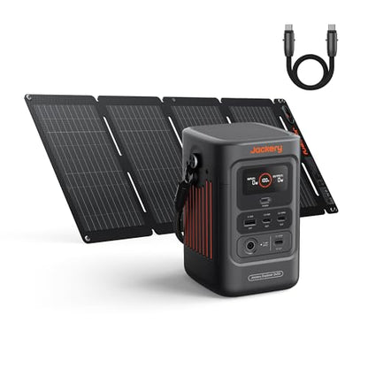 Jackery Explorer 240D Power Bank and 40W Solar Panel (80,000mAh), LiFePO4 Battery Portable Power Station, USB-C Cable Included,200W DC Output,1-Hour Fast Charging, Compact for Outdoor, Camping, Travel - style: E240D+40W