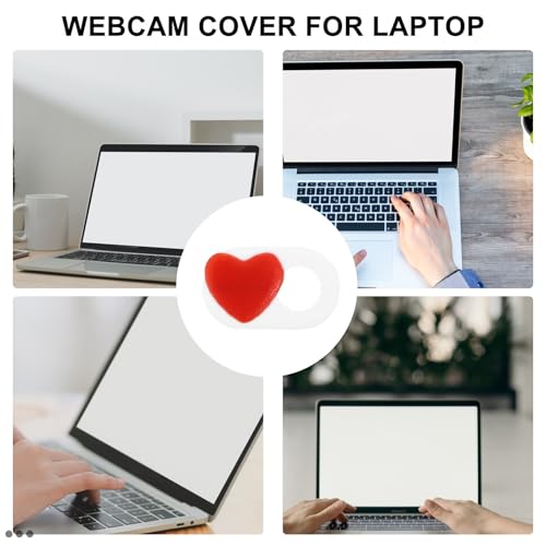 2 Pcs Ultra-Thin Abs Webcam Privacy Covers with Heart Pattern, Easy to Use Sliding Laptop and Tablet Camera Privacy Shutters, White Computer Web Camera Cover Slide
