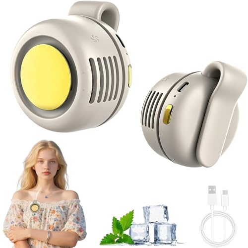 Personal Fan, Portable Clip On Fan for Shirt, USB Rechargeable, White | 360° rotatable air outlet,3-Speed silent Wind mini hands-free bladeless fan, wearable design for office, travel and outdoor