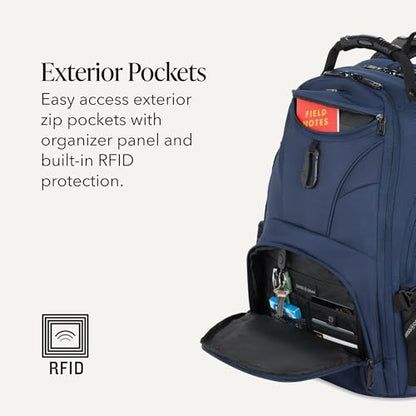 SWISSGEAR 1900 ScanSmart Laptop Backpack, Fits Most 17-Inch Laptops, TSA-Friendly Lay-Flat Design, RFID Protection, and Tablet Pocket, Black, 31L, 18.5-Inch - color: Navy Ballistic
