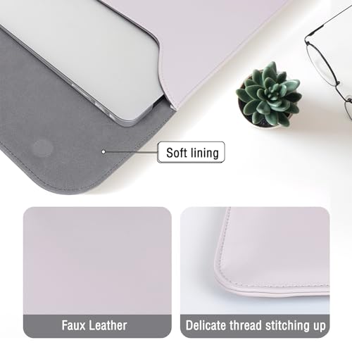 MOSISO Laptop Case 13.3 inch, 13-13.3 inch Laptop Sleeve Compatible with MacBook Neo 13 A18 Pro A3404 /Air 13/Pro 13/Pro 14 M5 M4 M3 M2 M1, Faux Suede Leather Case with Small Bag, Dusty Lilac - color: Dusty Lilac