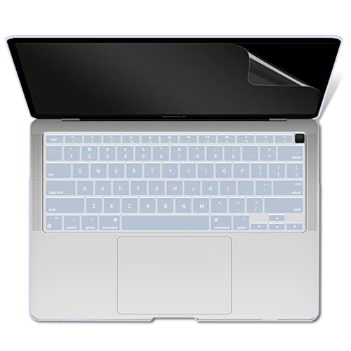 IBENZER Compatible with New MacBook Air 13 inch case 2022 2021 2020 M1 A2337 A2179 A1932, Hard Shell Case&Keyboard Cover&Screen Film for Mac Air 13 with Touch ID (2018-2022), Sierra Blue,AT13SIBL+2 - color: Sierra Blue