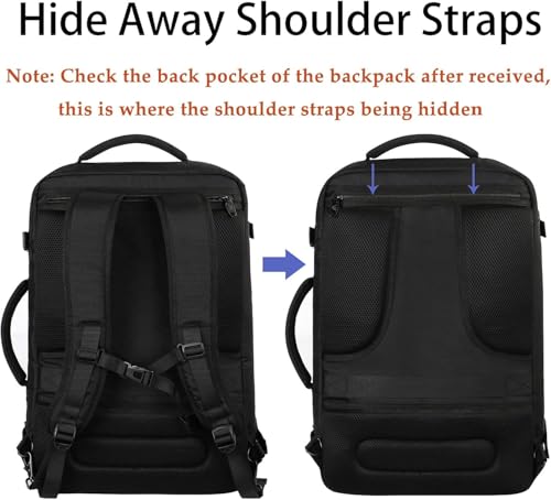 VECKUSON 40L Carry-On Backpack - TSA Approved for Flights, RFID Anti-Theft, Fits 17.3" Laptop, 19.7x13x6in, Heavy-Duty Weekender for Men/Women (Black) - color: Black