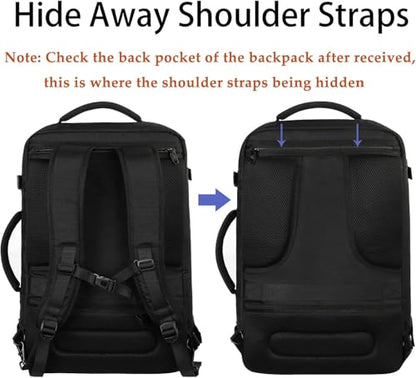 VECKUSON 40L Carry-On Backpack - TSA Approved for Flights, RFID Anti-Theft, Fits 17.3" Laptop, 19.7x13x6in, Heavy-Duty Weekender for Men/Women (Black) - color: Black