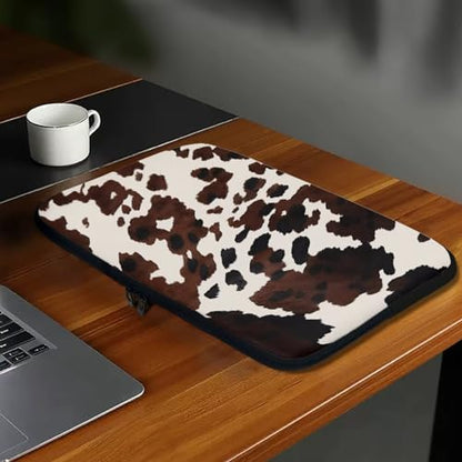 Black Brown Cow Print 15 Inch Laptop Sleeve Shockproof Slim Tablet Carrying Case Bag Easy to Carry - color: Black Brown Cow, size: 15 Inch