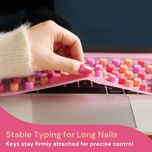 Keyboard Cover for Long Nails – Raised Silicone Sticker Keys with Removable Silicone Mat – Adapts to Most 13" to 15.6" Laptop Keyboards (PC & Mac) – Gift-Ready Design
