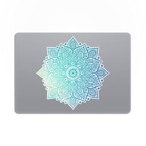 Mandala Laptop Sticker Decal - Removable Waterproof White Vinyl Decals Stickers - Mandalas Light Green Turquoise Sticker Partial Skin Compatible with Computer MacBook Air Pro 13 15 inch Mac - color: Blue on White Material (for Darker Laptop)
