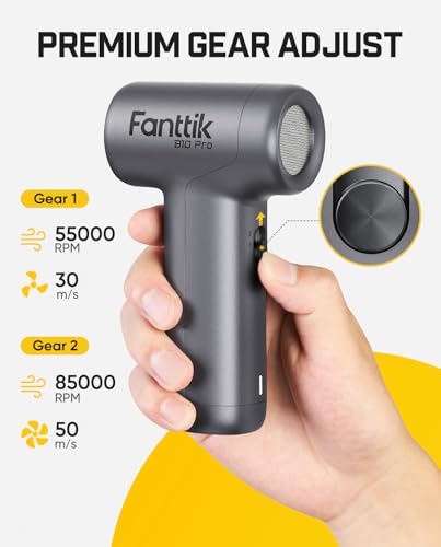 Fanttik B10 Pro Electric Air Duster (Sliver) | 110,000RPM Brushless Motor, One-Tap Booster, 3-Speed Adjustable Control for PC, Keyboard & Electronics - color: Silver