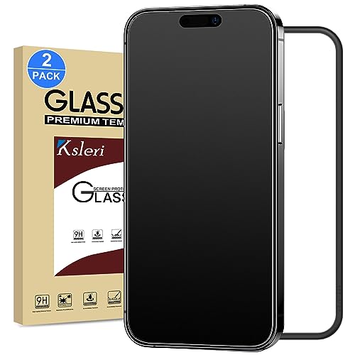 2 Pack Matte Glass Screen Protector for iPhone 15 Pro 6.1-inch 2023 with Easy Installation Frame, Anti-Glare Anti-Fingerprint, No Dazzling, 9H Tempered Glass Film, Dynamic Island Compatible