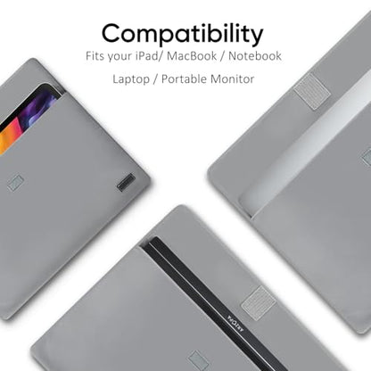 ARZOPA 16.1" Portable Monitor Gray, 100% sRGB FHD 1080P Kickstand & PU Sleeve Bag Combination