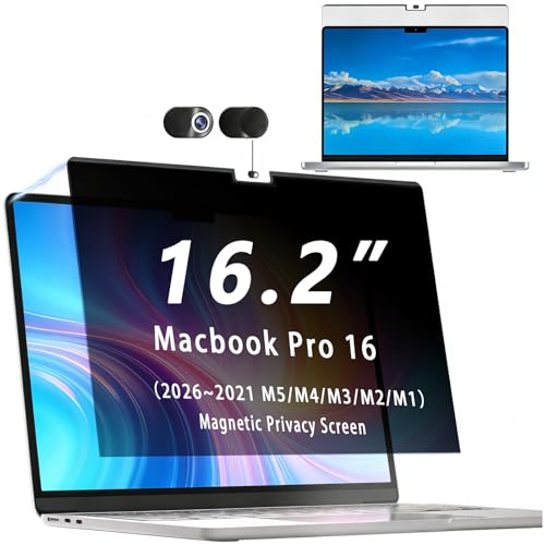 for MacBook Pro 16 / 16.2 Inch Privacy Screen (2026-2021, M4/M3/M2/M1) Magnetic Removable, 30° Anti-Spy Filter, Anti-Glare, Snap-On Laptop Screen Protector (Macbook Pro 16/16.2 (2026-2021, M5/M4/M3/M2/M1)) - size: Pro 16/16.2 (2024-2021, M4/M3/M2/M1)