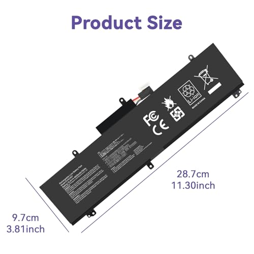 C41N1837 Laptop Battery for ASUS ROG Zephyrus G15 GA501I GA502 GA502D GA502DU GA502GU GA502IV GU502 GU502DU GX502GW GX532GV GU532GW GU502LU GU502LW GU502LV GX502LXS GX502GV GX502GW 0B200-03380100 - size: 11.3*3.81*0.5inch
