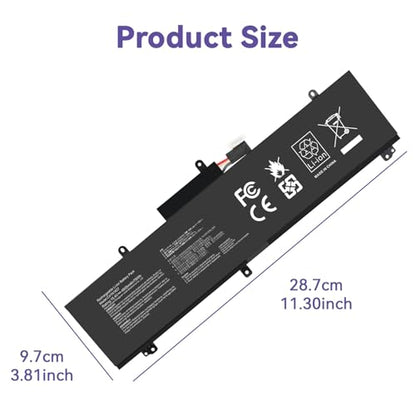 C41N1837 Laptop Battery for ASUS ROG Zephyrus G15 GA501I GA502 GA502D GA502DU GA502GU GA502IV GU502 GU502DU GX502GW GX532GV GU532GW GU502LU GU502LW GU502LV GX502LXS GX502GV GX502GW 0B200-03380100 - size: 11.3*3.81*0.5inch