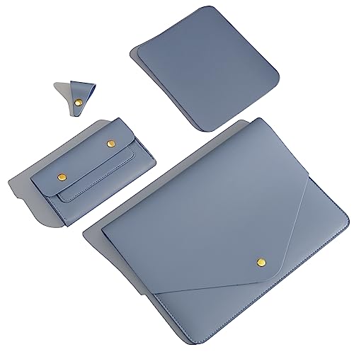 PU Leather Laptop Sleeve - Compatible with 15.3 inch MacBook Air, Surface Book, Laptop Studio - Blue - color: Blue, size: 14-15 Inch
