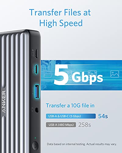 Anker USB-C Docking Station, PowerExpand 9-in-1 USB-C PD Dock for Laptops | 60W Charging for Laptop, 20W Charging for Peripherals, 4K HDMI and DisplayPort, 5Gbps Max Transfer, Ethernet, 3.5 mm Audio