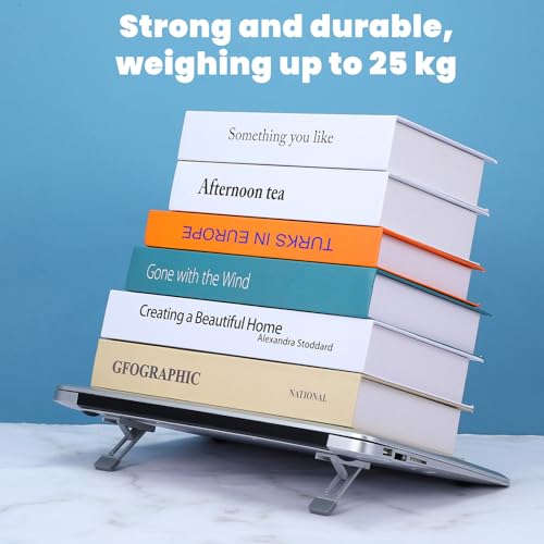 Mini Portable Laptop Stand for Desk, Portable Keyboard Riser Three Tilt Angle Adjustable Foldable Invisible Laptop Riser Self-Adhesive Computer Stand Feet for Most Keyboards (Silver, 2) - style: Silver