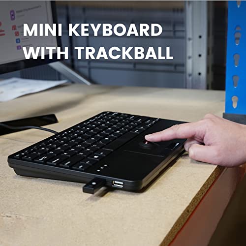 Perixx PERIBOARD-526 US, Wired Mini USB Keyboard with Trackball - X Type Scissor Keys - 11.18x7.17x1.1 Inches - Build-in 2 USB Hubs - US English - style: Trackball Keyboard