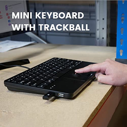 Perixx PERIBOARD-526 US, Wired Mini USB Keyboard with Trackball - X Type Scissor Keys - 11.18x7.17x1.1 Inches - Build-in 2 USB Hubs - US English - style: Trackball Keyboard