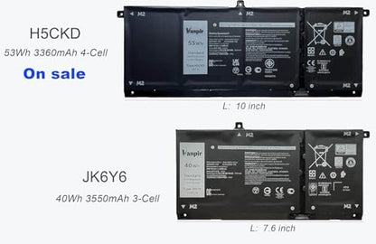 H5CKD Laptop Battery, 15V 53Wh 3360mAh Compatible with Dell Vostro 5300 5401 5501 Latitude 3410 3510 Inspiron 5300 5401 5408 5501 5508 5400 7405 7300 7500 2-in-1 Silver Series 07T8CD