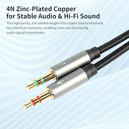 H HIFIHEAR KBEAR KA01 Headphone Splitter for Computer,2Pack | 3.5mm Female to 2 Dual 3.5mm Male,Braided Audio Adapter Cable,Microphone Stereo Jack Earphones Port,for Gaming Headset - size: 3.5MM-2Pack