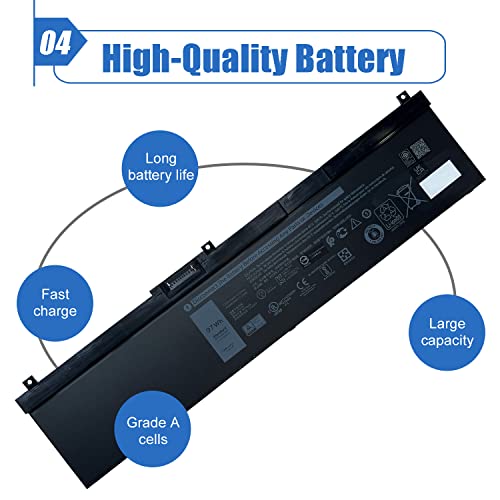 97Wh NYFJH Laptop Battery Replace for Dell Precision 7530 7730 7540 7740 Mobile Workstation P74F P74F001 P74F002 P34E P34E001 P34E002 Series Notebook 0WNRC 00WNRC GW0K9 0GW0K9 11.4V 8070mAh - size: 13.07*3.07*0.38 inch NYFJH