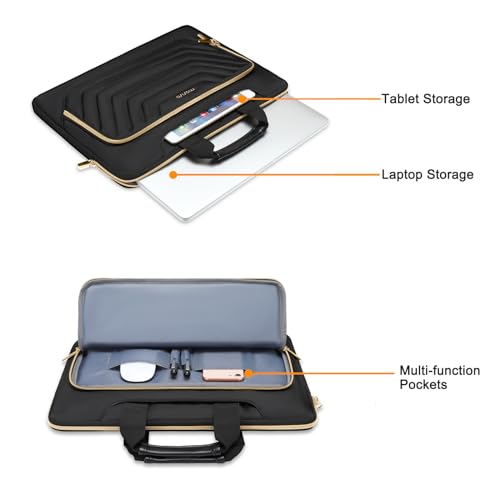 MOSISO Laptop Shoulder Bag, Computer Bags | Laptop Messenge Bag with Front Inverted Trapezoid Quilted Pocket