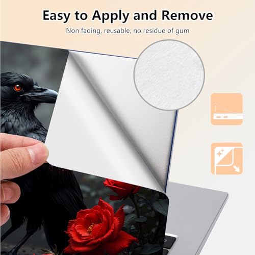 Laptop Skin Sticker Decal 15.6 Inch,12 13 13.3 14 15 15.6 in Laptop Netbook Skins for Notebook,Art Decal Removable Waterproof Scratch Resistant,Universal Vinyl Cover,Crow Red Flower - color: Crow Red Flower