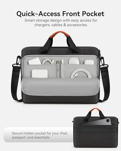 bagasin 15 15.6 16 inch Laptop Bag Carrying Case | Water-Repellent Fabric Computer PC Shoulder Briefcase, Lightweight Toploader, Business Casual or School - color: Black, size: 15.6-16