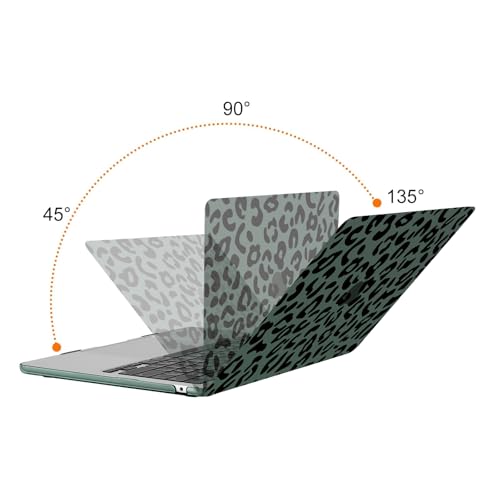 MOSISO Compatible with MacBook Air 13 inch Case M5 2026 M4 2025 M3 M2 2024-2022 A3449 A3240 A3113 A2681, 3 in 1 Leopard Grain Hard Case&Keyboard Cover&ScreenFilm for MacBook Air 13.6 Case, Green - color: Green