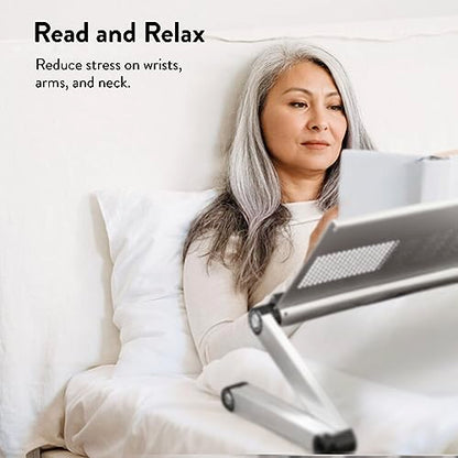 Uncaged Ergonomics WorkEZ Executive Adjustable Laptop Stand for Desk, Adjustable Height Foldable Aluminum Computer Stand, Cooling Laptop Holder, Notebook Computer Riser for Desk, Silver - color: Silver