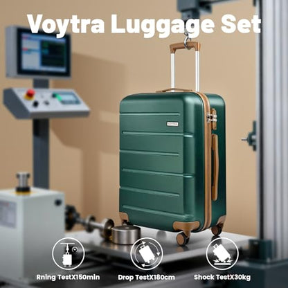 3-Piece Luggage Set with 20” Carry On, PC+ABS Hardside Suitcase with Spinner Wheels & TSA Lock, Easy-Control Rolling Suitcase for Business Trips & Weekend Getaways (Green) - color: Dark Green, size: 3 Piece Set (20/DB/TB)