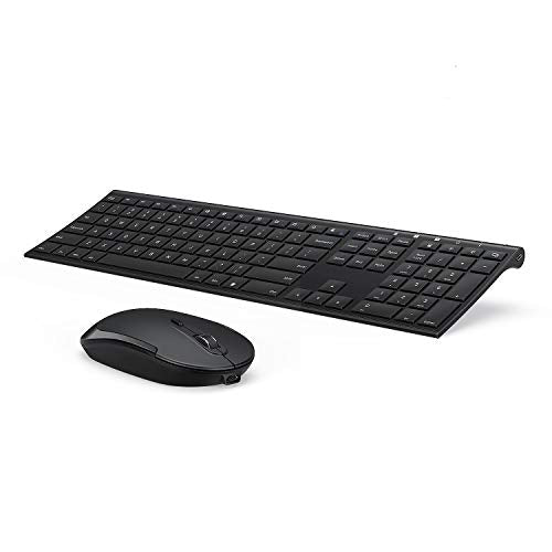 Wireless Keyboard and Mouse, Vssoplor 2.4GHz Rechargeable Compact Quiet Full-Size Keyboard and Mouse Combo with Nano USB Receiver for Windows, Laptop, PC, Notebook-Black - color: Black