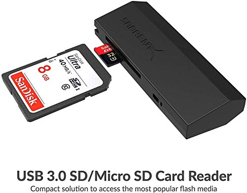 SABRENT SuperSpeed 2 Slot USB 3.0 Flash Memory Card Reader for Windows, Mac, Linux, and Certain Android Systems Supports SD, SDHC, SDXC, MMC/MicroSD, T Flash [Black] (CR-UMSS) - size: SuperSpeed USB 3.0 Reader