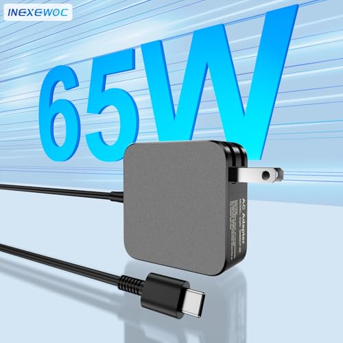 65W USB C Laptop Charger Compatible with MacBook Pro/Air, Dell Latitude/XPS, HP Spectre/Envy, Lenovo ThinkPad/Yoga, ASUS ZenBook, Samsung Galaxy, Chromebook and Smartphones, Power Adapter - color: BLACK-L