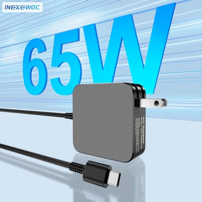 65W USB C Laptop Charger Compatible with MacBook Pro/Air, Dell Latitude/XPS, HP Spectre/Envy, Lenovo ThinkPad/Yoga, ASUS ZenBook, Samsung Galaxy, Chromebook and Smartphones, Power Adapter - color: BLACK-L