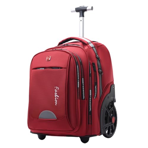 Rolling Backpack for Women, 22 Inch Backpack with Wheels for Business, College Student and Travel Commuter, Large Backpack on Wheels for Work (red) - color: red