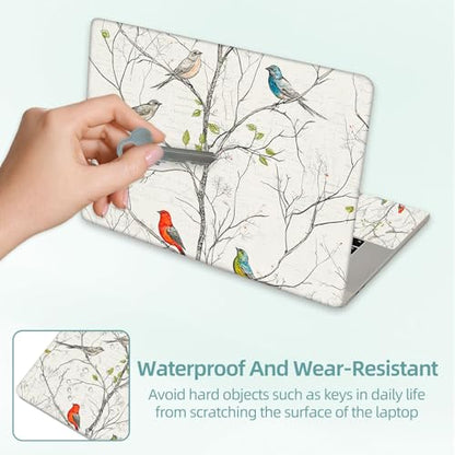 Universal Laptop Skin Decal, 3-Piece Vinyl Protector for 12 13 14 15.6" Notebook, Waterproof Anti-Scratch, Easy Trim & Bubble-Free Finish, Thin Grey Branches and Birds - color: Thin Grey Branches and Birds