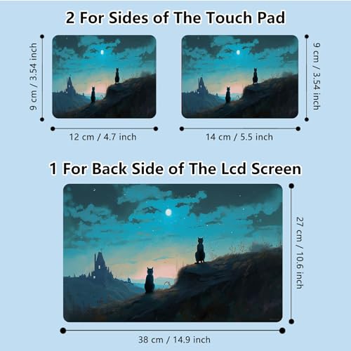 Universal Laptop Skin Sticker with 2 Wrist Pad Skins, Waterproof Scratch Resistant Vinyl Laptop Cover Decal, Cut to Fit for 11–15.6 Inch MacBook HP Dell Lenovo, Cats Watch Stars - color: Cats Watch Stars