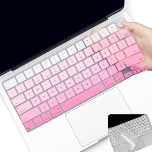 2 Pack Keyboard Cover for 2026 MacBook Neo 13" (Touch ID) & MacBook Pro 14"/16" M5-M1 Pro/Max, M5-M2 & MacBook Air 13"/15" M5-M1, Keyboard Protective Skin US Layout-BlackGradual - color: PinkGradual+TPU