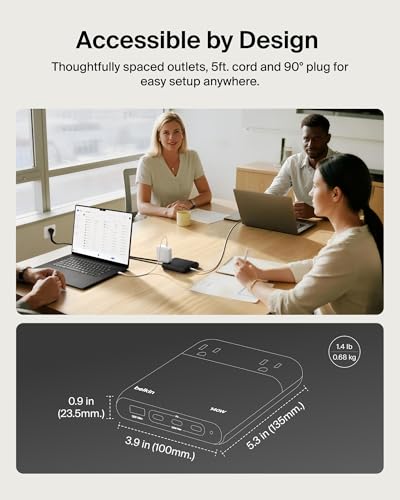 Belkin Charging Station Power Strip 3 USB-C Charger 2 AC 1 USB-A 140W GaN | GaN technology, compact charging station, iPhone, Apple Watch, iPad, MacBook, Chromebook, Galaxy, Pixel - style: 140W, 2 AC Outlet