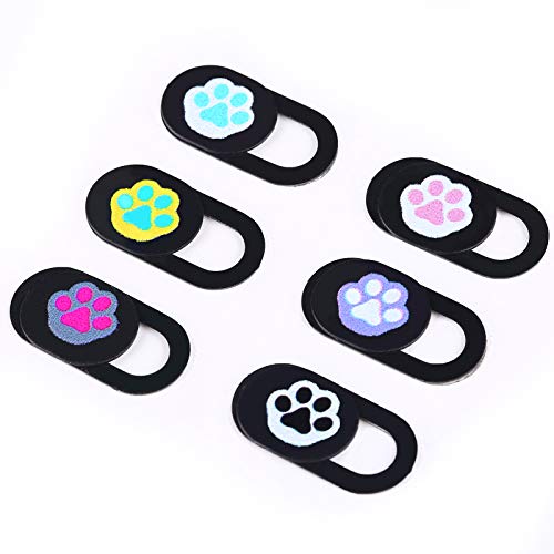 Webcam Cover Slide Ultra Thin Laptop Camera Privacy Paw Pack of 6 | 6 Pcs Cute Paw, Ultra thin camera cover fit for Cell phone desktop tablet PC, front camera blocks webcam to protect privacy - color: Paw 6