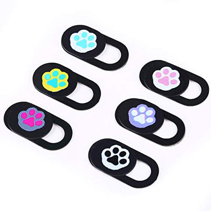 Webcam Cover Slide Ultra Thin Laptop Camera Privacy Paw Pack of 6 | 6 Pcs Cute Paw, Ultra thin camera cover fit for Cell phone desktop tablet PC, front camera blocks webcam to protect privacy - color: Paw 6