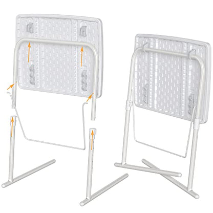 Allpop Max TV Tray Table, Large TV Dinner Tray for Eating, Adjustable Tray Stand on Couch & Bed, Folding Laptop Table with 6 Heights & 3 Tilt Angles, White - color: White, size: Allpop-Max TV Tray
