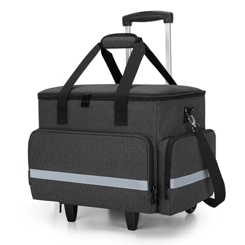 Rolling Teacher Tote Bag with Wheels for Teaching, Office, Black | Work Bag for Women, Teacher Uility Tote Bag, Large Capacity - color: Black