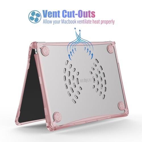 IBENZER Hexpact Protective MacBook Air 13 inch Case M5 2026 M4 2025 M3 M2 2024-2022 A3449 A3240 A3113 A2681, Heavy Duty Case & KeyboardCover & ScreenFilm, Pinkish, HPE-KK-PKSH+2 - color: Pinkish