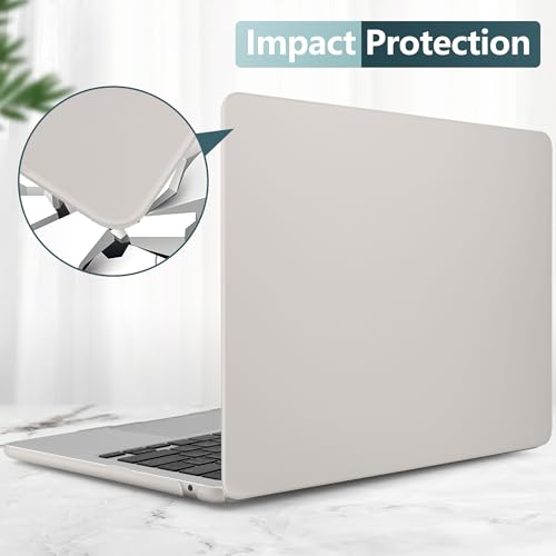 DONGKE Compatible with MacBook Air 13 inch Case M5 M4 M3 M2 2026 2025 2024-2022 A3449 A3240 A3113 A2681, Plastic Hard Shell & Keyboard Cover for MacBook Air 13.6 inch, Cream Stone - color: Cream Stone